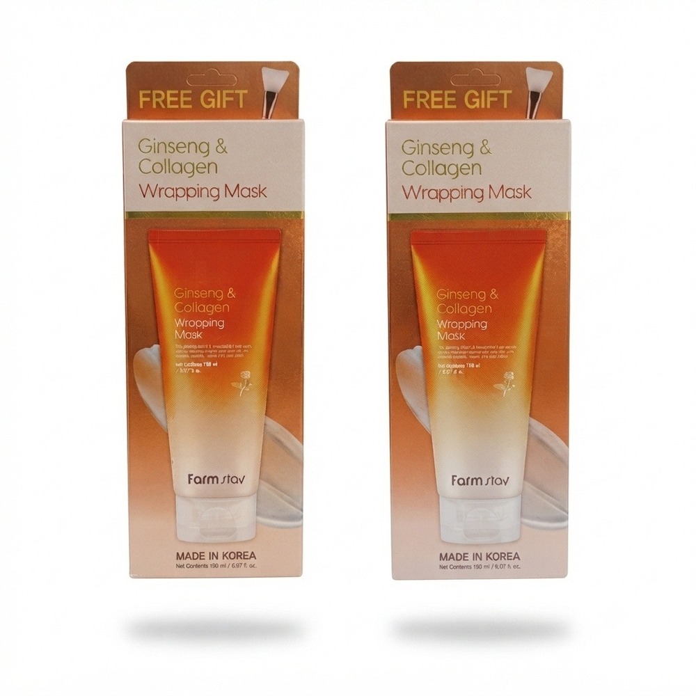 Farmstay Ginseng & Collagen Wrapping Mask Set 2pk 150ml New Exp 12/2028 K-Beauty